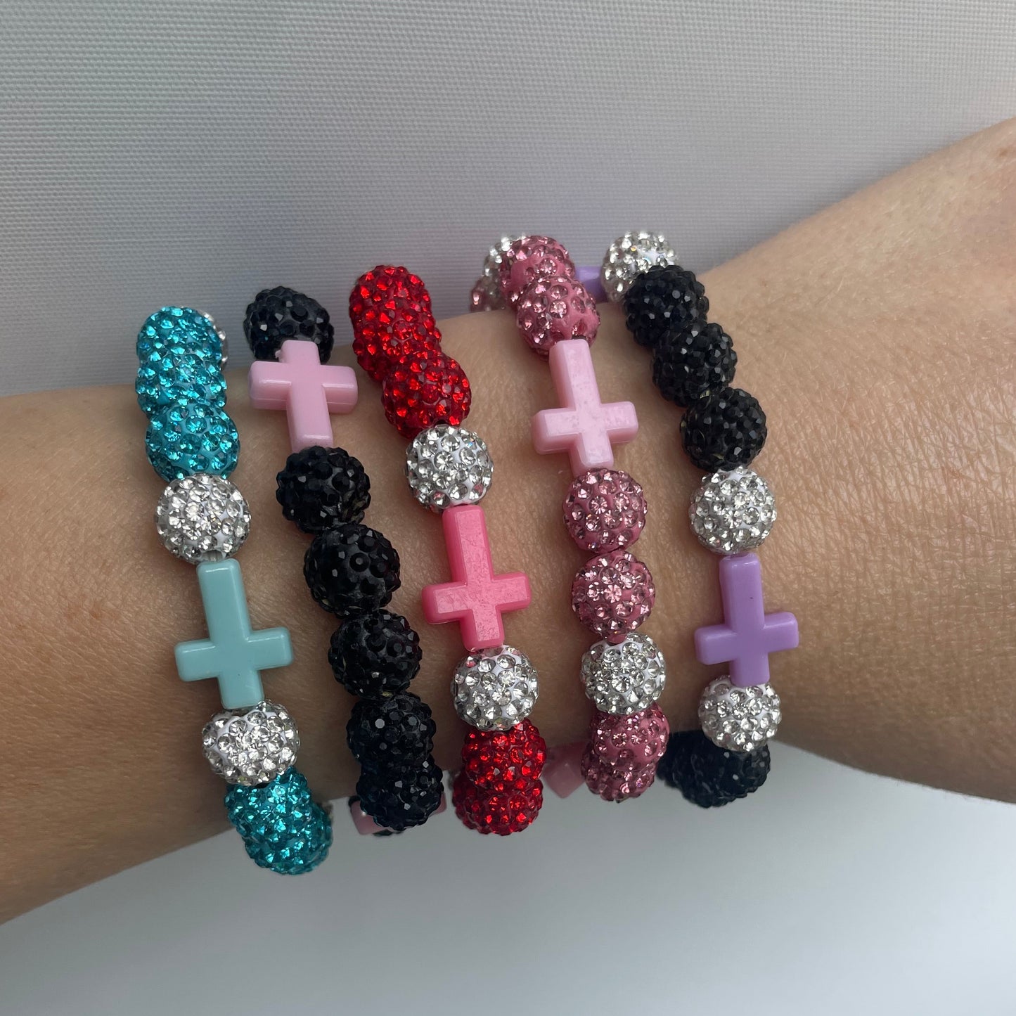Clay Cross Rhinestone Beaded
Adult and Children Bracelets
