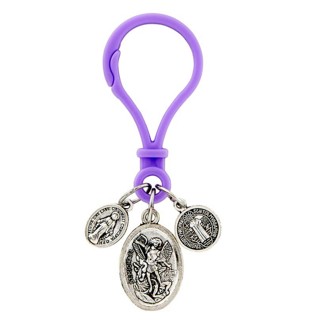 Colourful Devotional Medal Blessing Clip (4 colours)