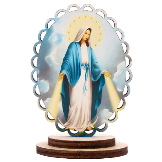 Our Lady of Grace Scalloped Wood Stand