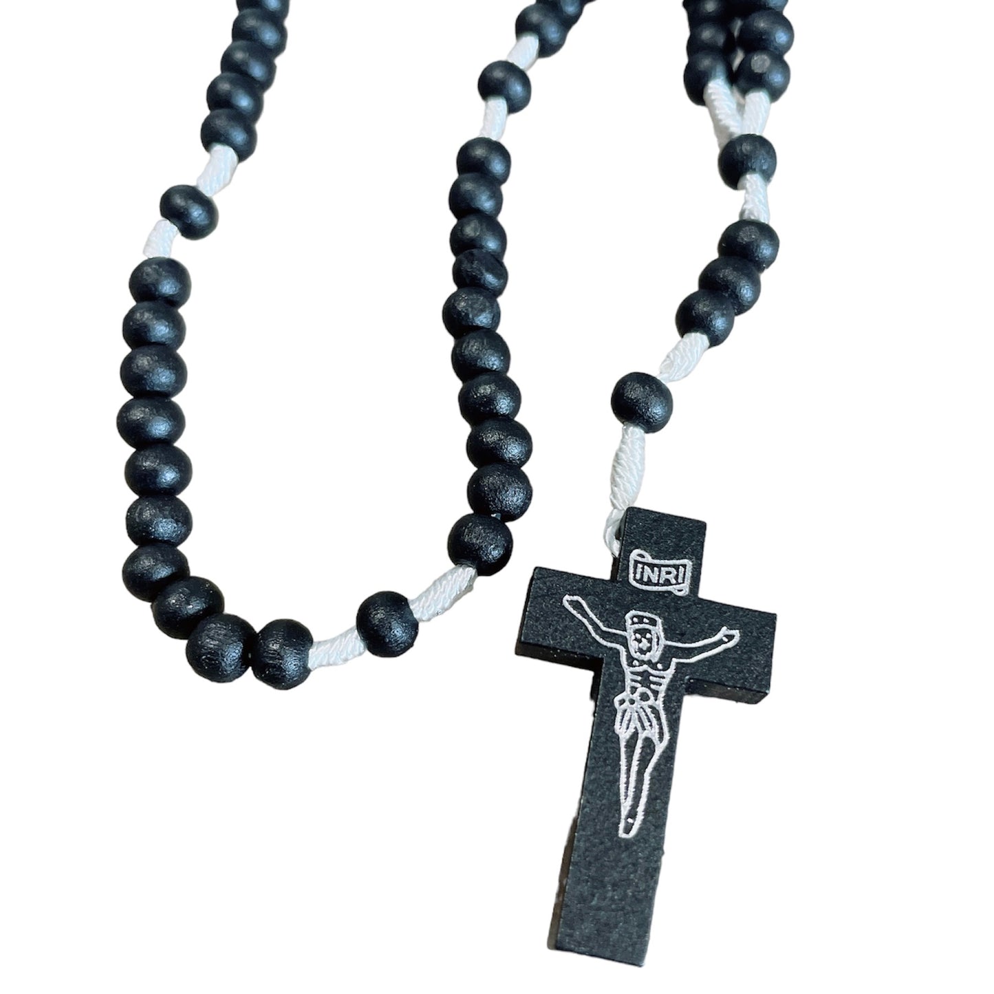 Colourful Corded Wood Rosary