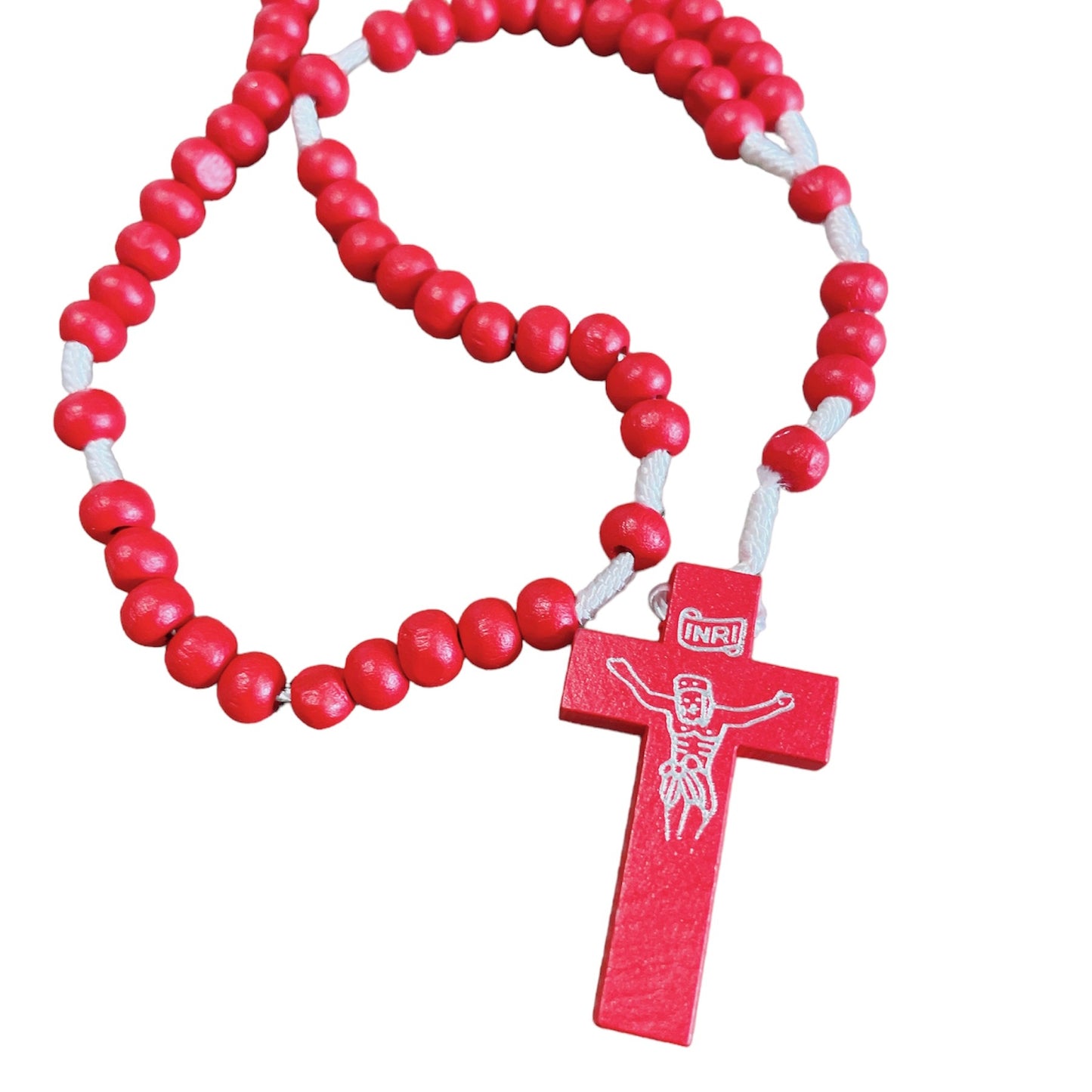 Colourful Corded Wood Rosary