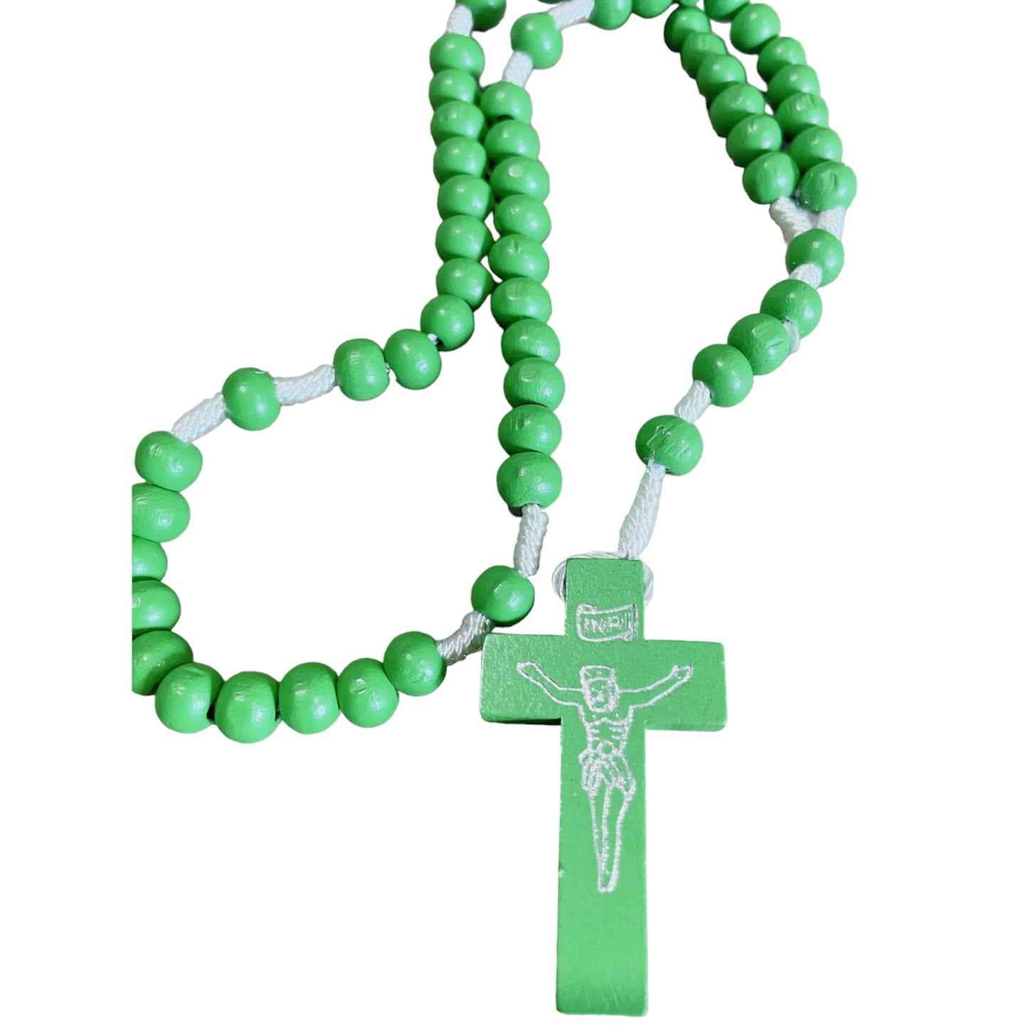 Colourful Corded Wood Rosary