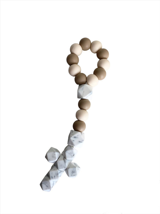 Children’s Teether Rosary Decade Cappuccino/Ivory