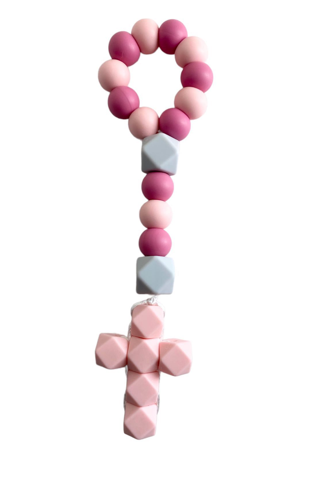 Children’s Teether Rosary Decade Pale Pink/ Rose