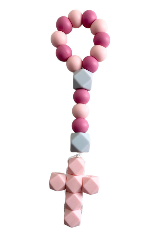 Children’s Teether Rosary Decade Pale Pink/ Rose